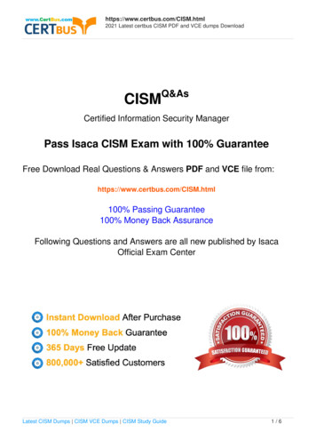 CISMQ&As - 100% Pass Guaranteed! IT Exam Dumps With PDF .