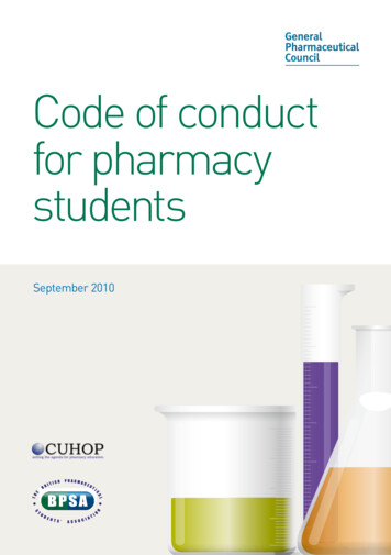 Code Of Conduct For Pharmacy Students - Mpharm.qub.ac.uk