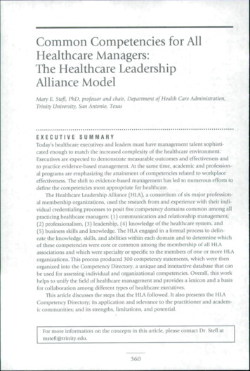 Common Competencies For All Healthcare Managers: The .