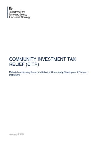 COMMUNITY INVESTMENT TAX RELIEF (CITR) - GOV.UK