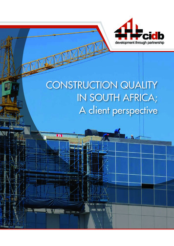Construction Quality In SA; A Client Perspective