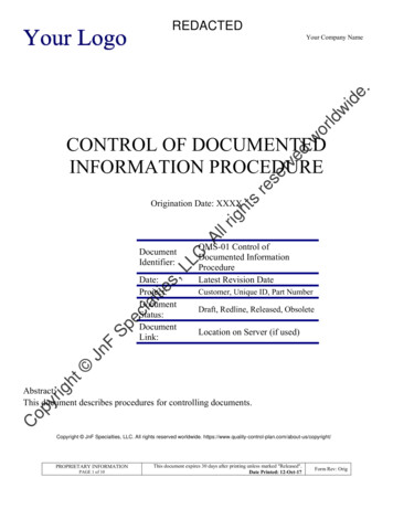 CONTROL OF DOCUMENTED INFORMATION PROCEDURE
