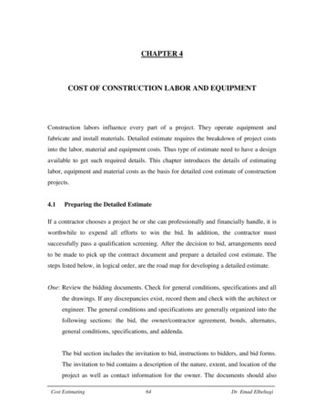 CHAPTER 4 COST OF CONSTRUCTION LABOR AND EQUIPMENT