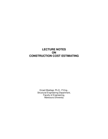 LECTURE NOTES ON CONSTRUCTION COST ESTIMATING