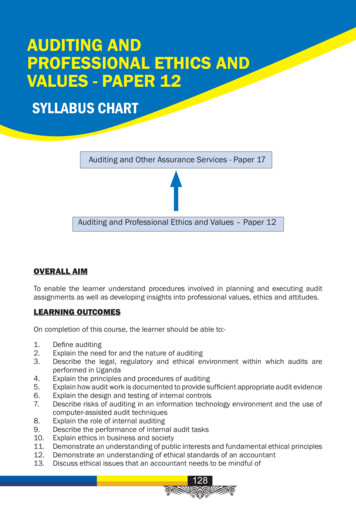 AUDITING AND PROFESSIONAL ETHICS AND VALUES - PAPER 12