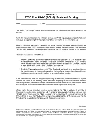 HANDOUT 3.1 PTSD Checklist-5 (PCL-5): Scale And Scoring