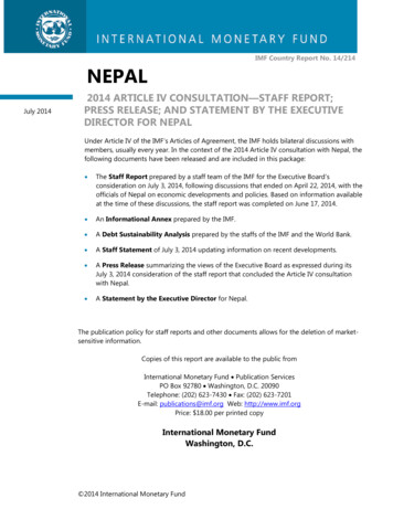 Nepal: 2014 Article Iv Consultation—Staff Report; Press .