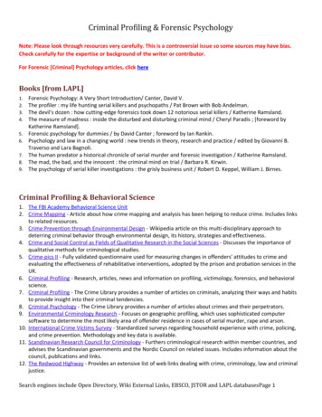 Criminal Profiling & Forensic Psychology - Weebly