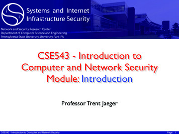 CSE543 - Introduction To Computer And Network Security .