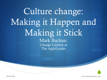 Culture Change: Making It Happen And Making It Stick