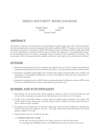 DESIGN DOCUMENT: BOOKS DATABASE