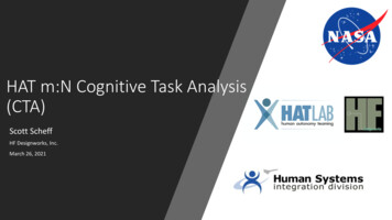 HAT M:NCognitive Task Analysis (CTA)