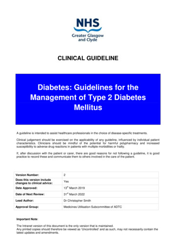 Diabetes: Guidelines For The Management Of Type 2 Diabetes .