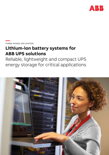THREE-PHASE UPS SYSTEM Lithium-ion Battery Systems For ABB .