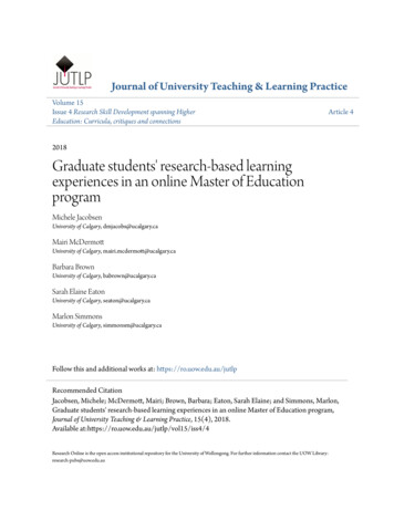 Graduate Students' Research-based Learning Experiences In .