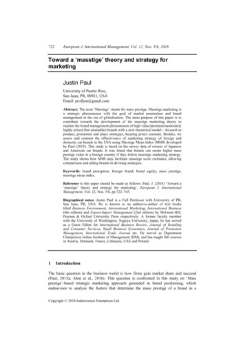 Toward A ‘masstige’ Theory And Strategy For Marketing