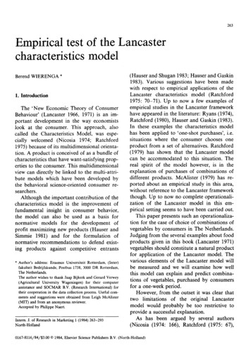 Empirical Test Of The Lancaster Characteristics Model