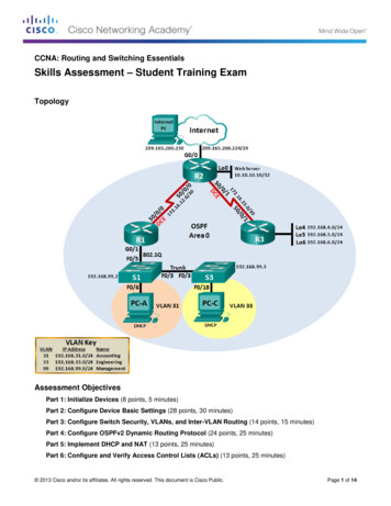 CCNA: Routing And Switching Essentials Skills Assessment .