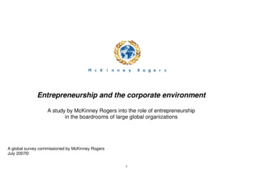 Entrepreneurship And The Corporate Environment