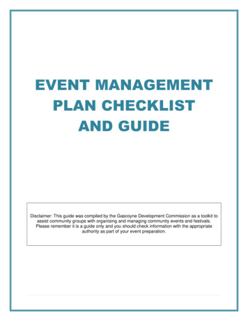 EVENT MANAGEMENT PLAN CHECKLIST AND GUIDE