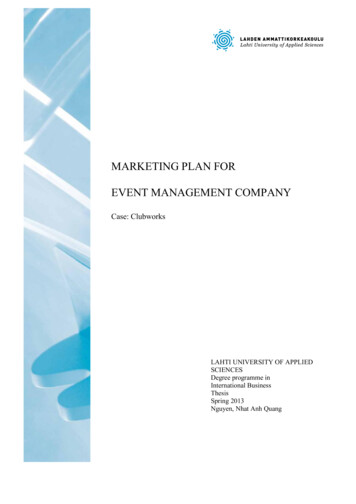 MARKETING PLAN FOR EVENT MANAGEMENT COMPANY