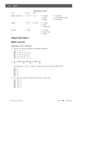 PRACTICE TEST 1 Math Level IC