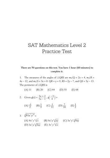 SAT Mathematics Level 2 Practice Test