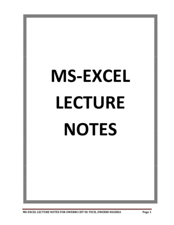 MS-EXCEL LECTURE NOTES - WordPress 