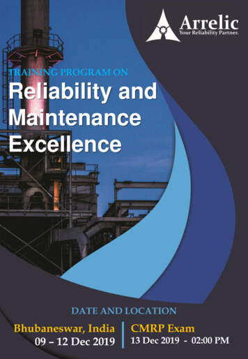 TRAINING PROGRAM ON Reliability And Maintenance Excellence