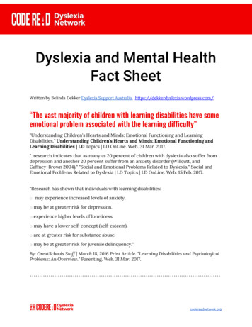 Dyslexia And Mental Health Fact Sheet - Code Read