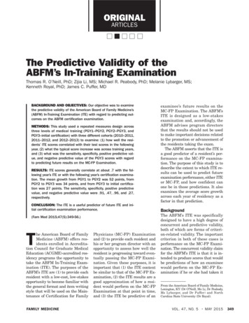 The Predictive Validity Of The ABFM’s In-Training Examination