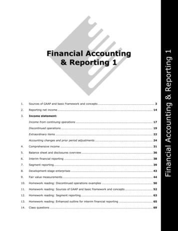 Financial Accounting & Reporting 1 Financial Accounting .