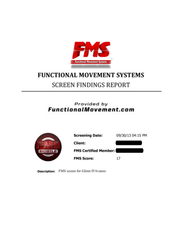 FUNCTIONAL MOVEMENT SYSTEMS SCREEN FINDINGS REPORT