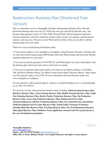 Roadrunners Business Plan (Shortened Free Version)
