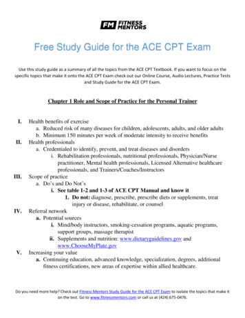 Free Study Guide For The ACE CPT Exam - Fitness Mentors