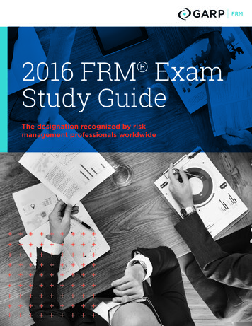 2016 FRM Exam Study Guide - University Of California, Irvine