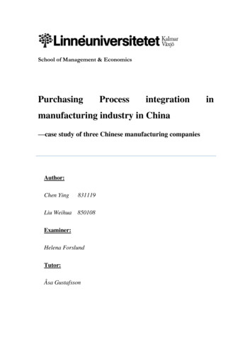 Purchasing Process Integration In Manufacturing Industry .