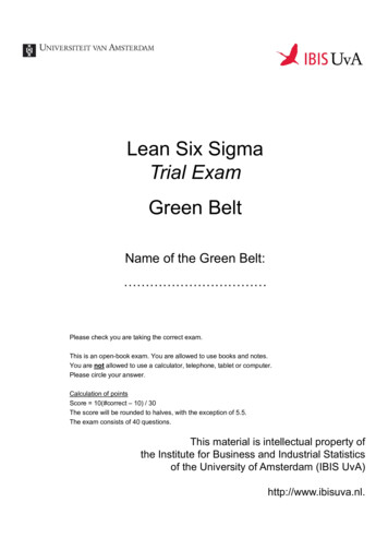 Trial Exam - Van Green Belt Tot Master Black Belt - IBIS UvA