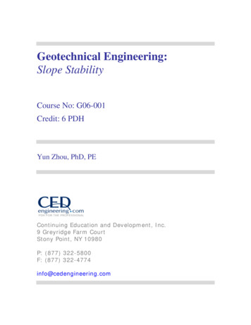 Geotechnical Engineering: Slope Stability