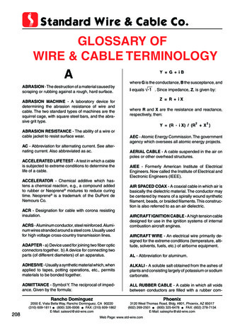 GlOssaRY OF WiRe & Cable TeRMiNOlOGY A