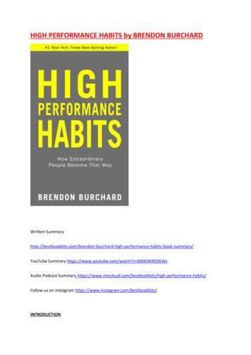 HIGH PERFORMANCE HABITS By BRENDON BURCHARD