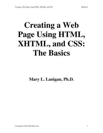 Creating A Web Page Using HTML, XHTML, And CSS: The Basics