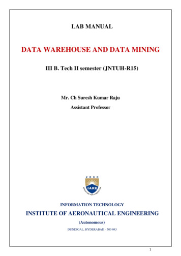 DATA WAREHOUSE AND DATA MINING - Iare.ac.in