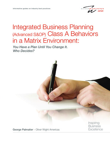 Integrated Business Planning (Advanced S&OP) Class A .