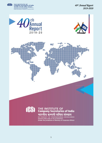 40th Annual Report 2019-2020 - ICSI