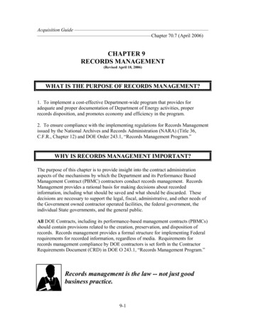 CHAPTER 9 RECORDS MANAGEMENT - Archives