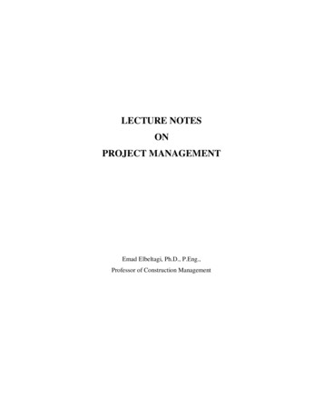 LECTURE NOTES ON PROJECT MANAGEMENT