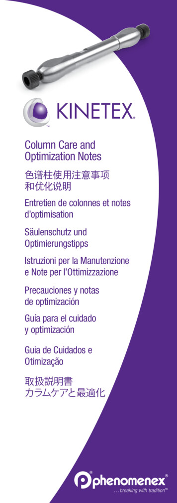 Column Care And Optimization Notes - Phenomenex