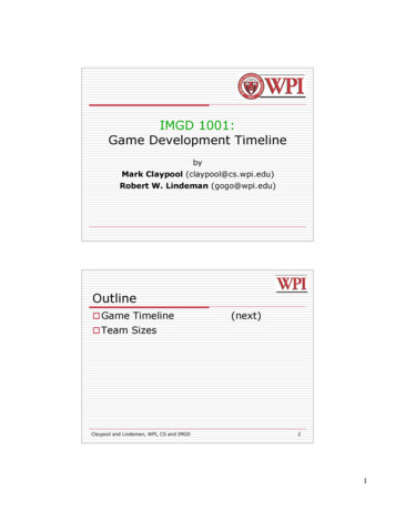IMGD 1001: Game Development Timeline - Academics WPI