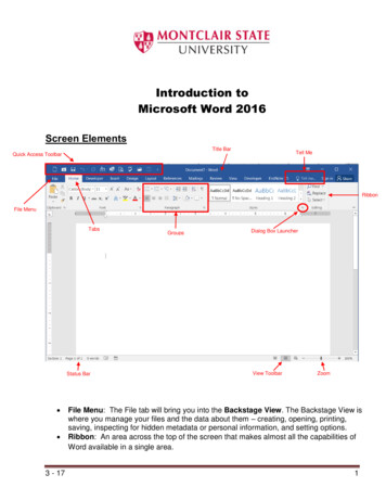 Introduction To Microsoft Word 2016 - Montclair
